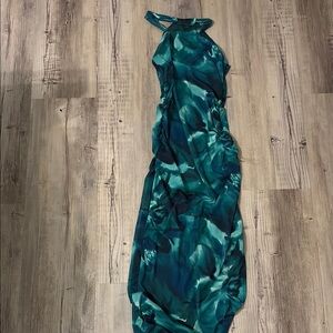 SHEIN Green and Blue Halter Cocktail Gown